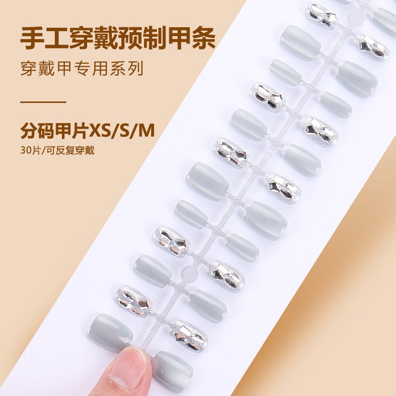 High-Grade Cat Eye Nail Patches – 30 Pieces White Star Pattern Fake Nails for Women - Image 5